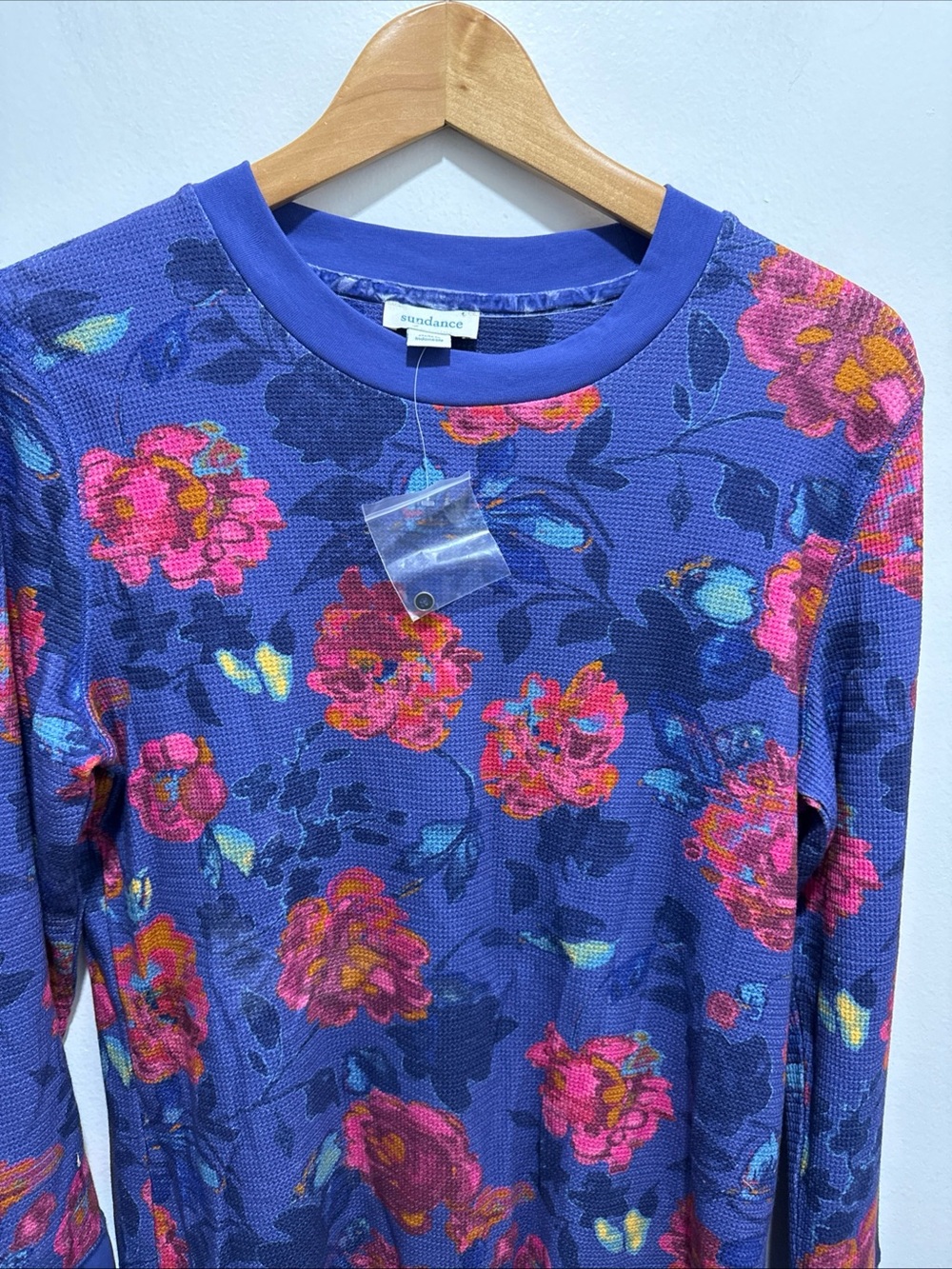 Sundance Melanie Blooms Thermal Top Women's L Purple Floral Waffle Knit Shirt - Picture 6 of 6